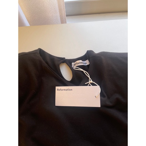 Reformation Black Sleeveless Padded Shoulder Mini Dress Size L New - Picture 4 of 8